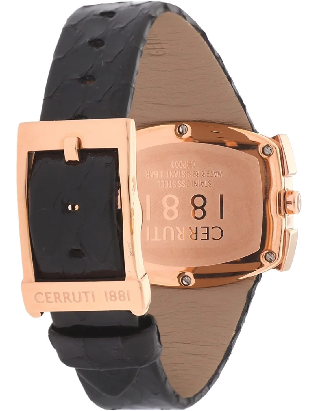 Montre Femme Cerruti 1881 CRP003R262A, Cadran Noir et Boîtier Or Rose sur Bracelet Cuir vue 3