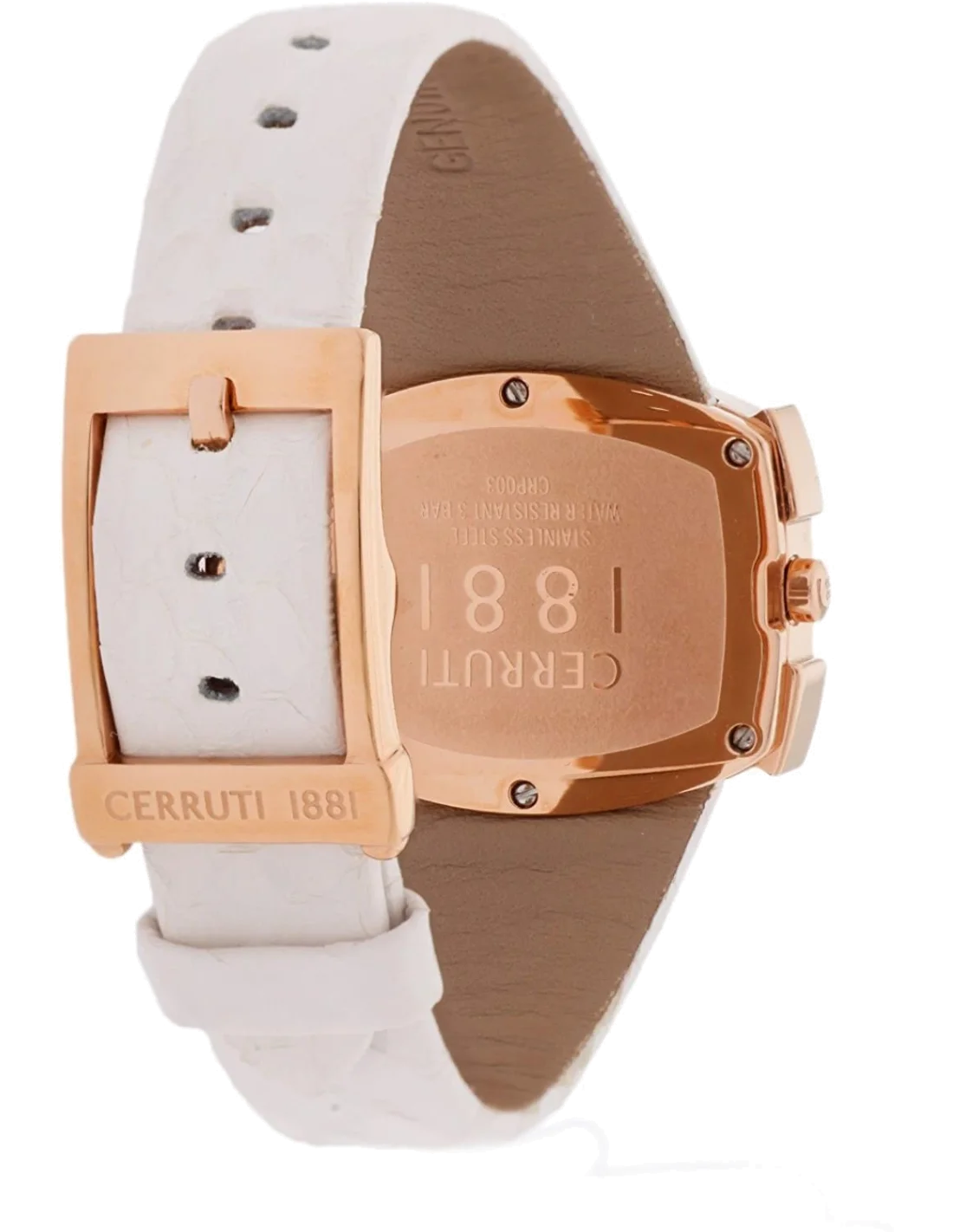 Montre Femme Cerruti 1881 CRP003R266A - Cadran blanc, boîtier or rose, bracelet cuir blanc vue 3
