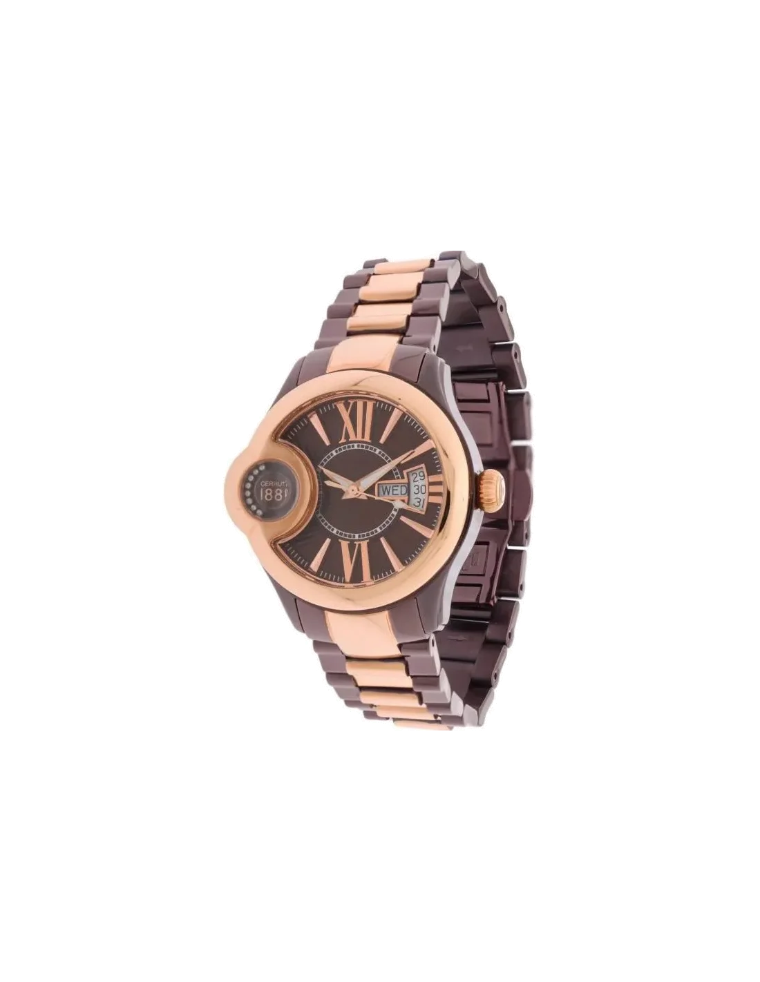 Montre Femme Cerruti 1881 CRM043L231F en Acier Bi-ton Or Rose et Cadran Marron