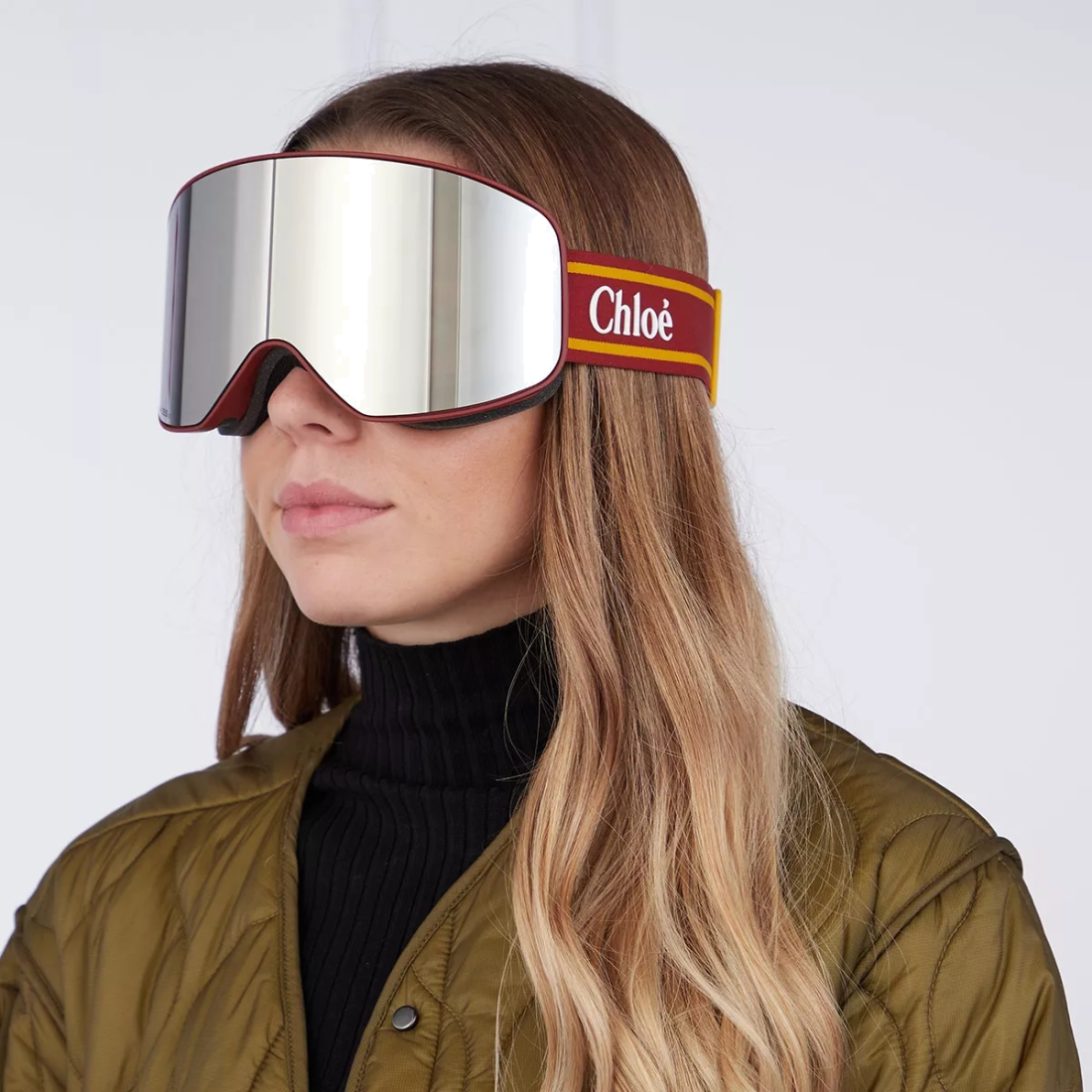 Masque de ski Chloé Cassidy CH0072S métallisé bande ajustable avec logo - Bordeaux vue 4
