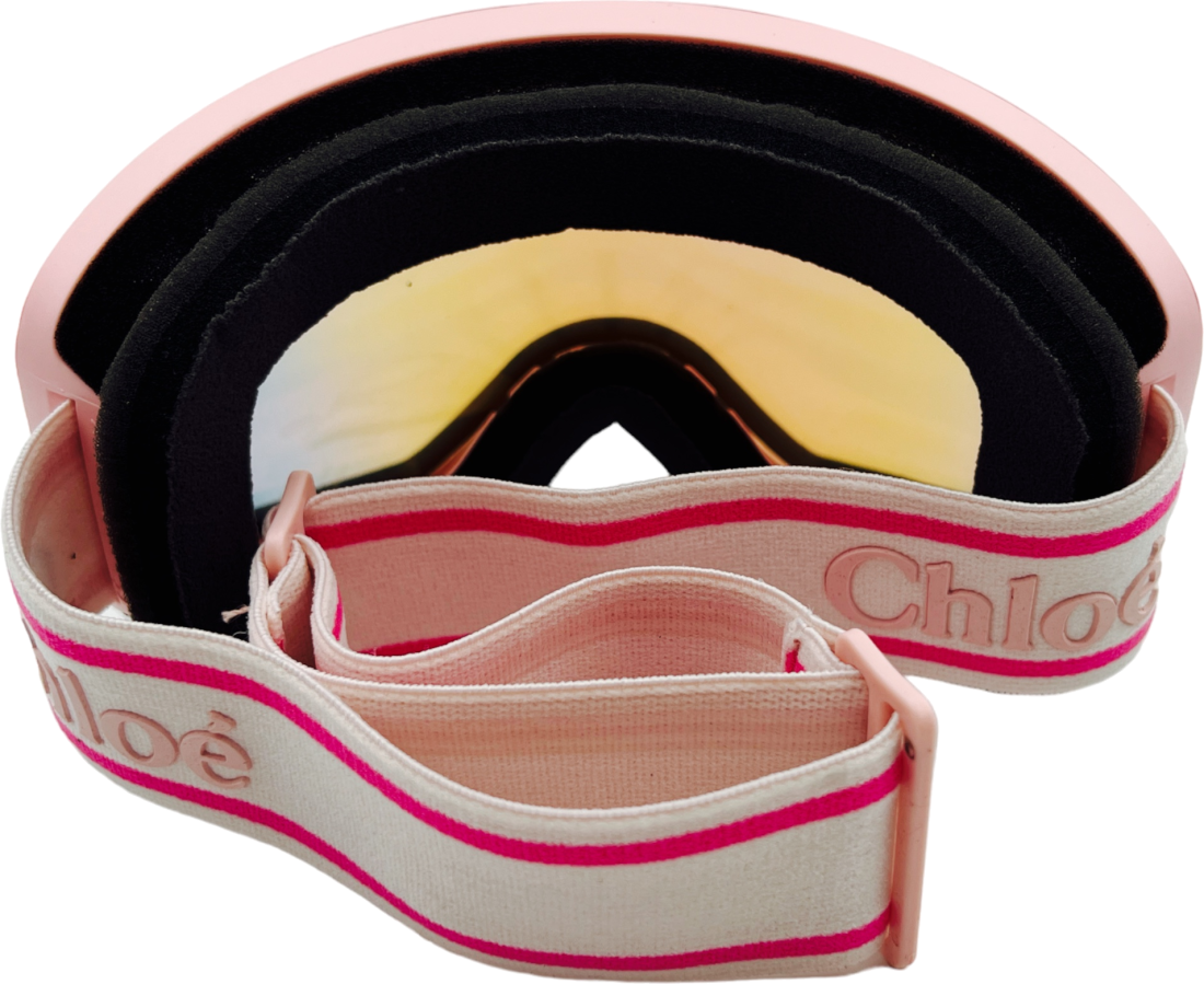 Masque de ski Chloé Cassidy CH0072S métallisé bande ajustable avec logo - Rose vue 2
