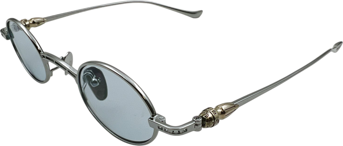 Lunettes de soleil Chrome Hearts vintage rondes en métal - Bleu vue 2