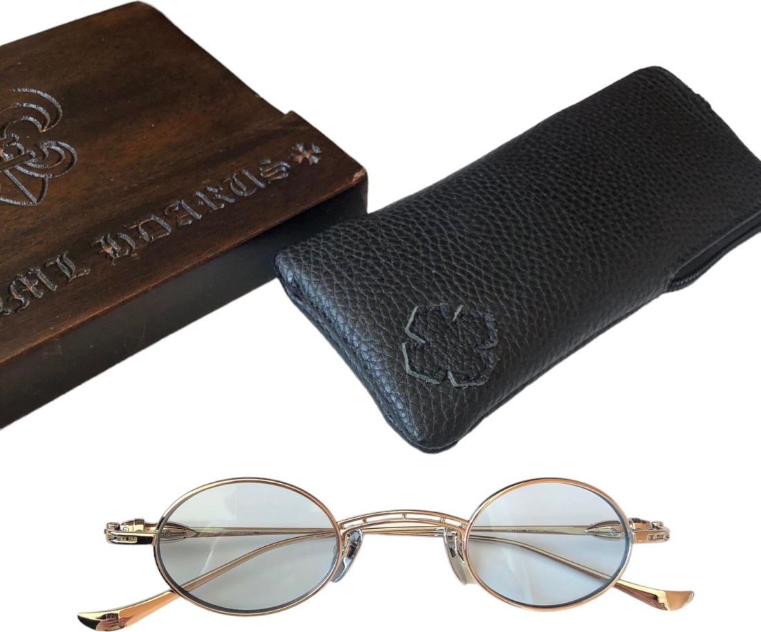 Lunettes de soleil Chrome Hearts vintage rondes en métal - Bleu vue 4