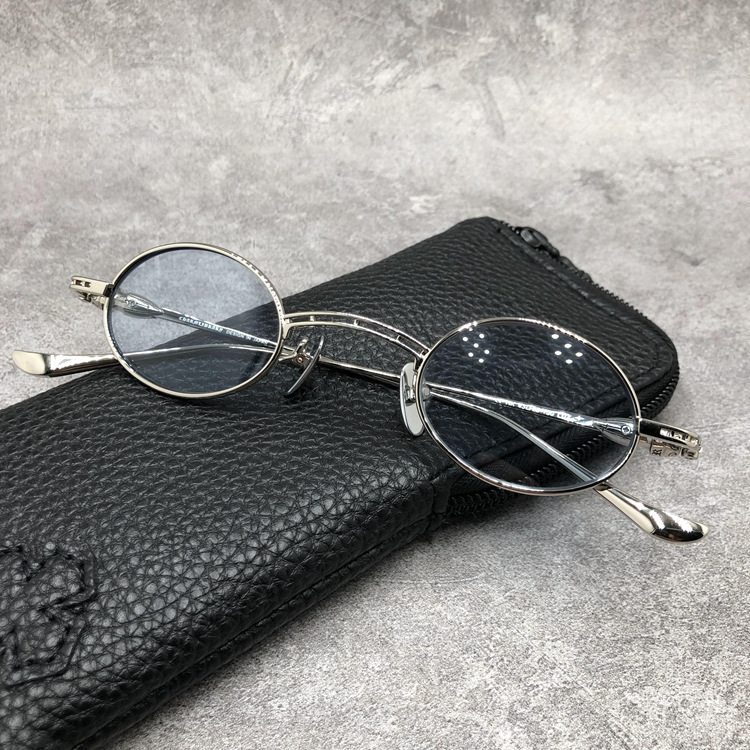Lunettes de soleil Chrome Hearts vintage rondes en métal - Bleu vue 5
