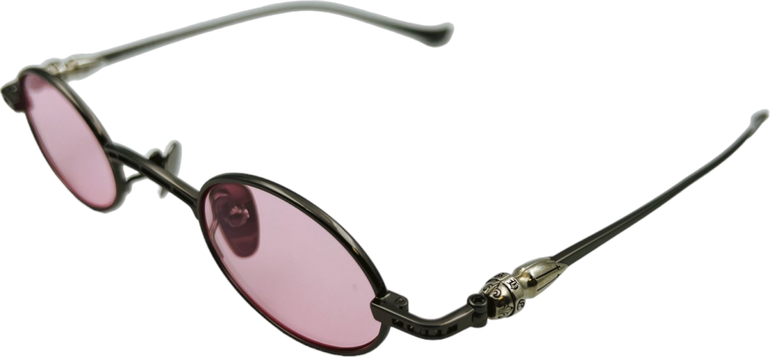 Lunettes de soleil Chrome Hearts vintage rondes en métal - Rose vue 3
