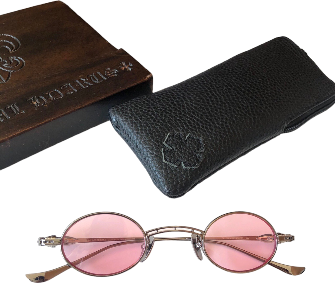 Lunettes de soleil Chrome Hearts vintage rondes en métal - Rose vue 4