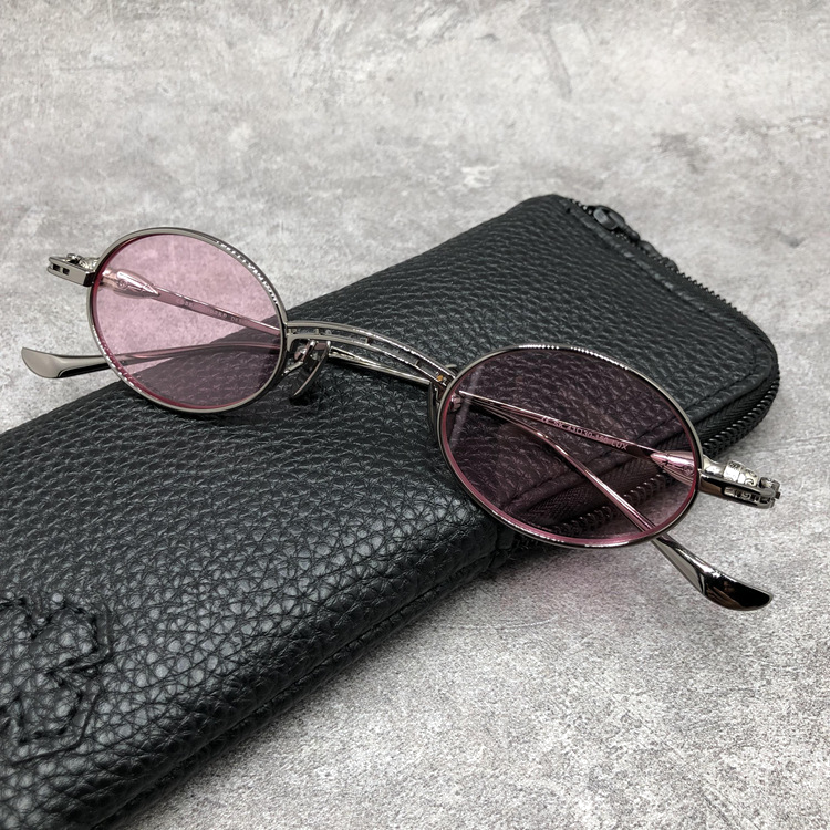 Lunettes de soleil Chrome Hearts vintage rondes en métal - Rose vue 5
