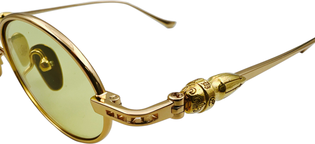 Lunettes de soleil Chrome Hearts vintage rondes en métal - Jaune vue 2