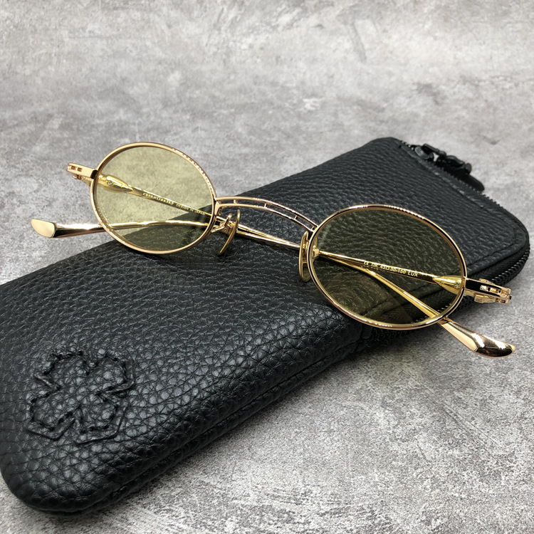 Lunettes de soleil Chrome Hearts vintage rondes en métal - Jaune vue 5