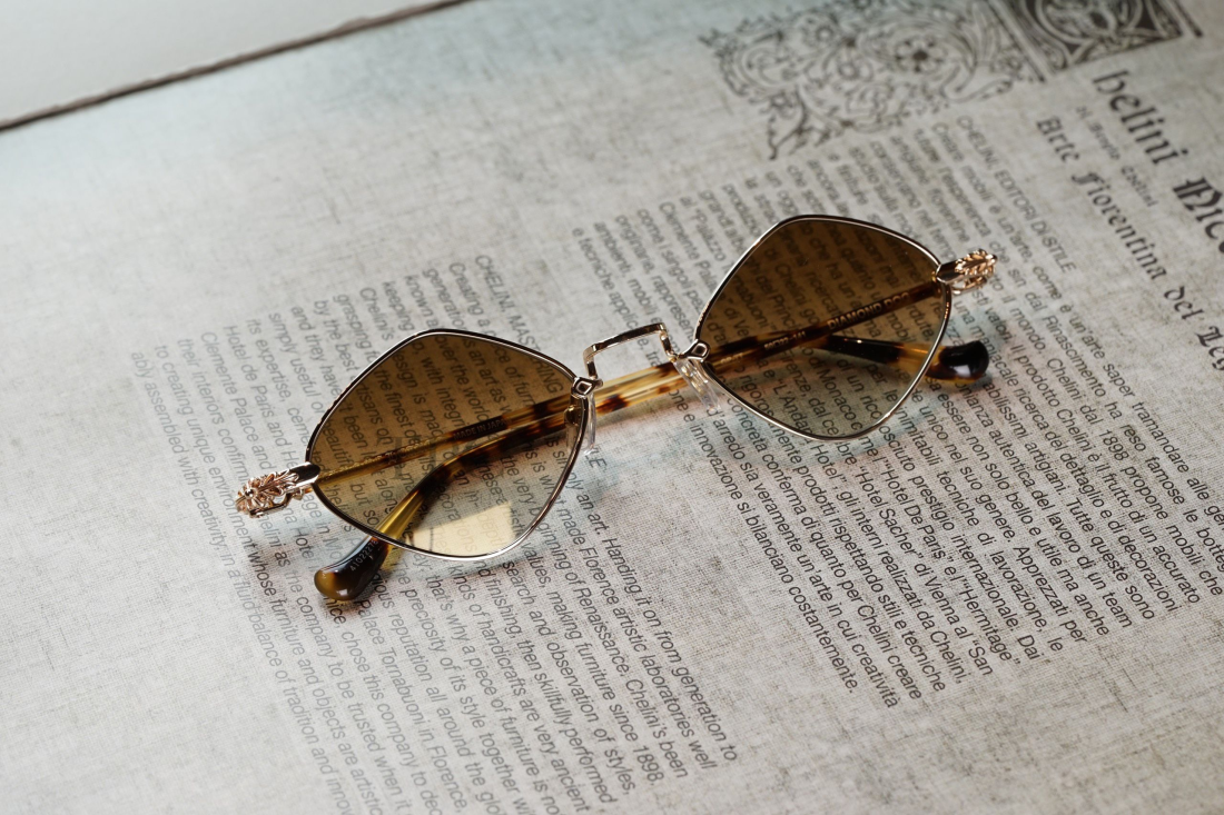 Lunettes de soleil Chrome Hearts Diamond Dog en métal - Marron vue 6