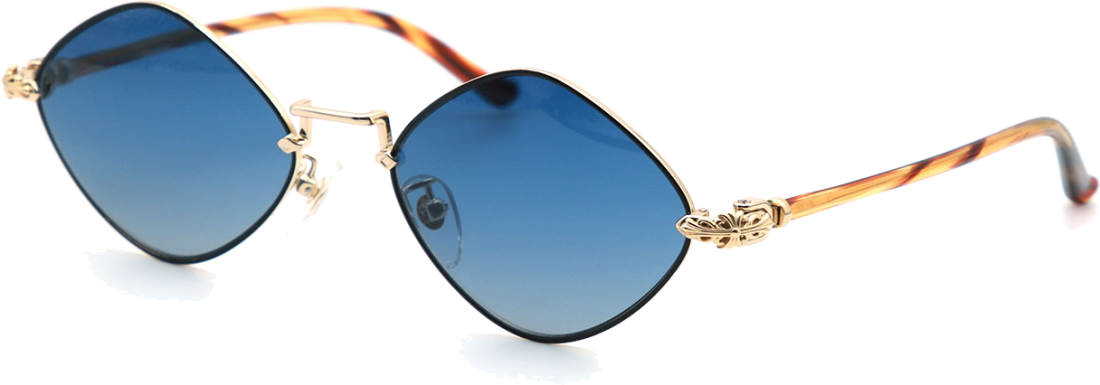 Lunettes de soleil Chrome Hearts Diamond Dog en métal - Bleu vue 3