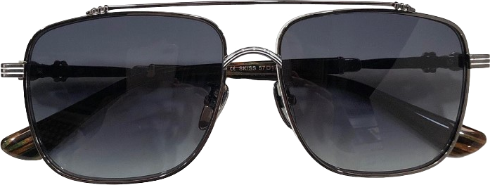 Lunettes de soleil Chrome Hearts CBEATH II forme carée en métal - Gris vue 2