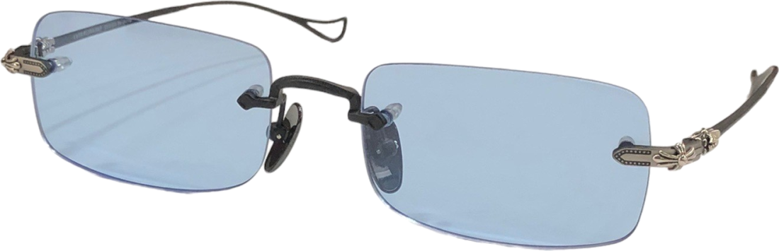Lunettes de soleil Chrome Hearts rectangulaires Sinnergasm-A monture métallique fine - Bleu vue 3