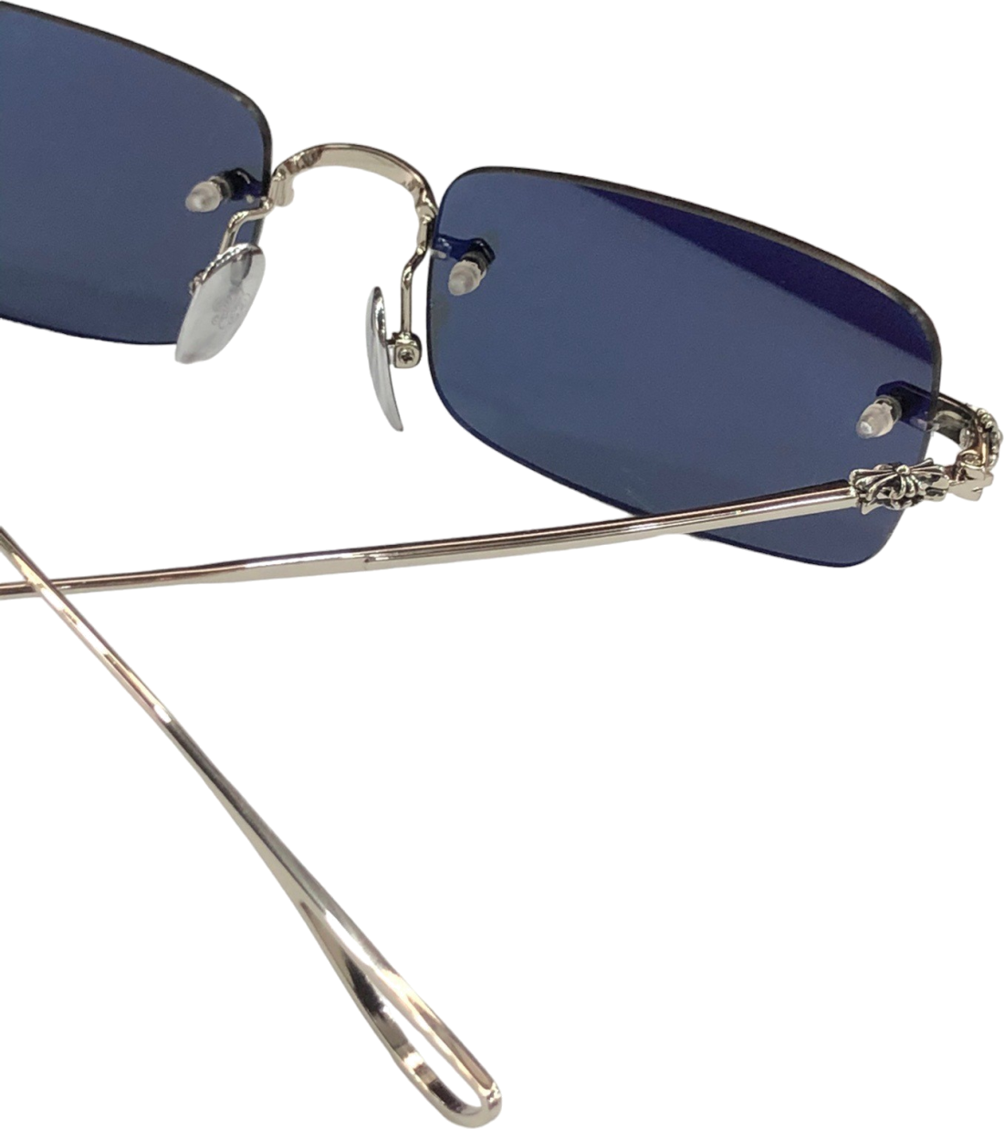 Lunettes de soleil Chrome Hearts rectangulaires Sinnergasm-A monture métallique fine - Bleu vue 4
