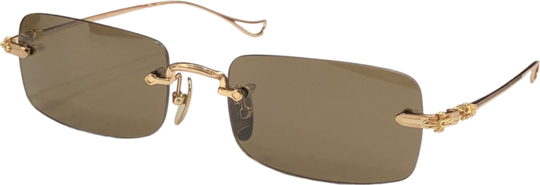 Lunettes de soleil Chrome Hearts rectangulaires Sinnergasm-A monture métallique fine - Marron vue 3