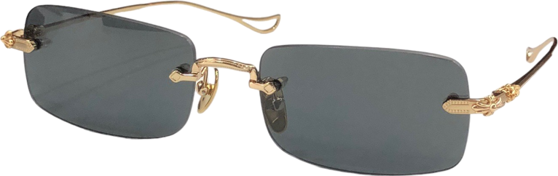 Lunettes de soleil Chrome Hearts rectangulaires Sinnergasm-A monture métallique fine - Or vue 3