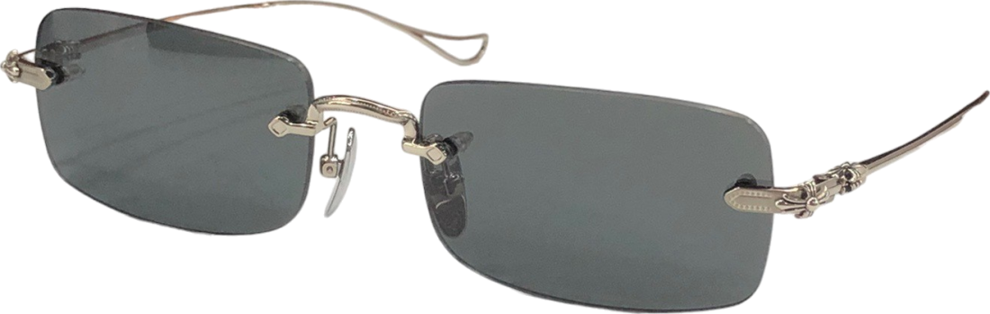 Lunettes de soleil Chrome Hearts rectangulaires Sinnergasm-A monture métallique fine - Gris vue 3