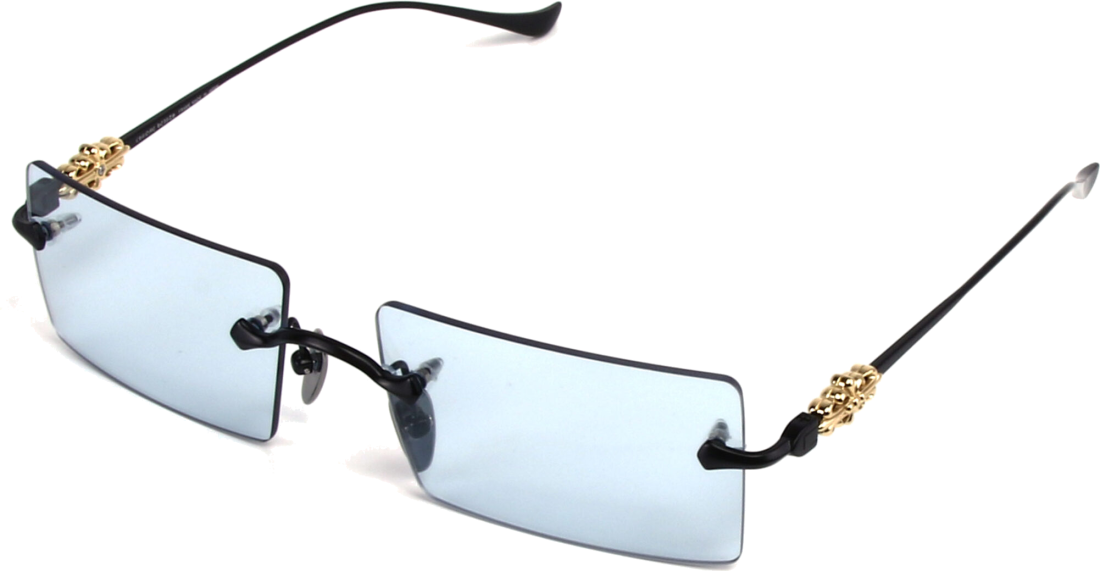 Lunettes de soleil Chrome Hearts HEIIZ BEIIZ cerclés forme rectangulaire - Bleu vue 4