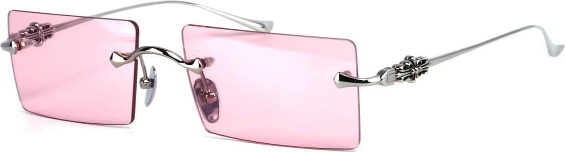 Lunettes de soleil Chrome Hearts HEIIZ BEIIZ cerclés forme rectangulaire - Rose vue 3