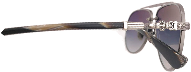 Lunettes de soleil Chrome Hearts Billie II forme aviator en métal - Gris vue 3