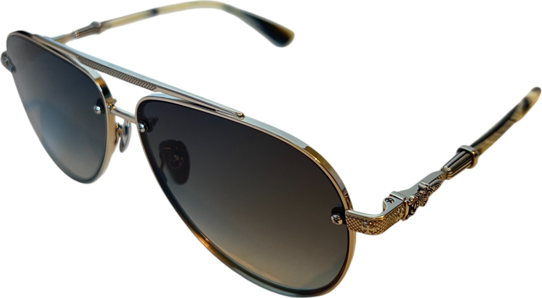 Lunettes de soleil Chrome Hearts Billie II forme aviator en métal - Gris vue 4