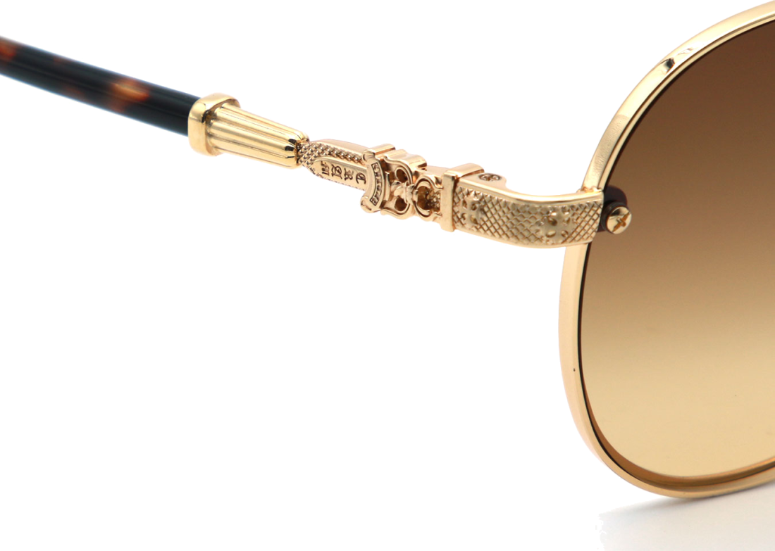 Lunettes de soleil Chrome Hearts Billie II forme aviator en métal - Or vue 6