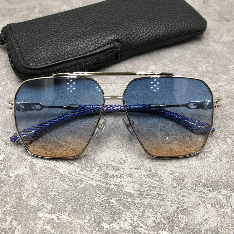 Lunettes de soleil Chrome Hearts Ripping forme aviator en métal - Bleu vue 2