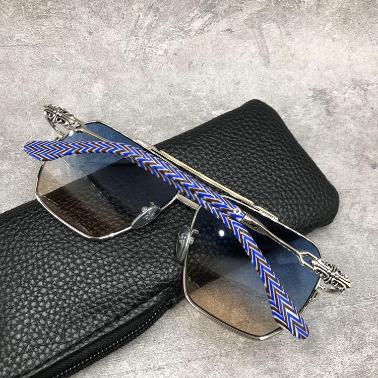 Lunettes de soleil Chrome Hearts Ripping forme aviator en métal - Bleu vue 3
