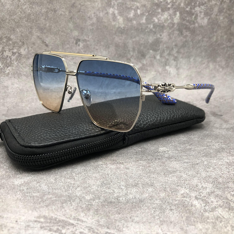 Lunettes de soleil Chrome Hearts Ripping forme aviator en métal - Bleu vue 4