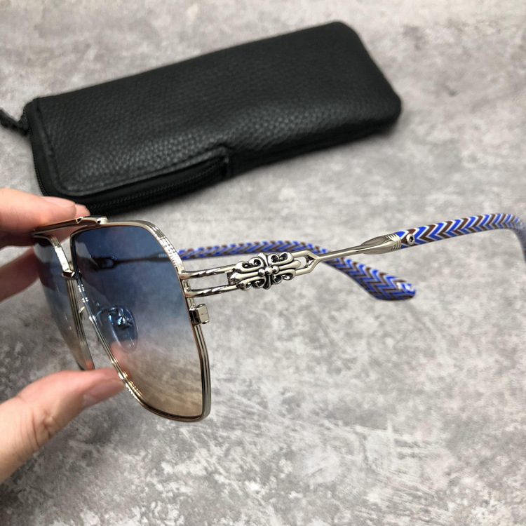 Lunettes de soleil Chrome Hearts Ripping forme aviator en métal - Bleu vue 6