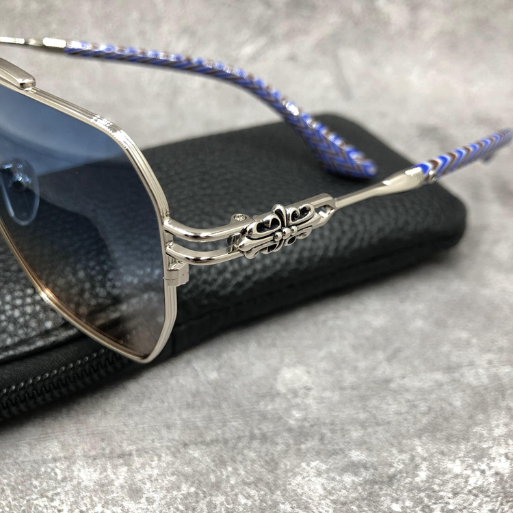 Lunettes de soleil Chrome Hearts Ripping forme aviator en métal - Bleu vue 7