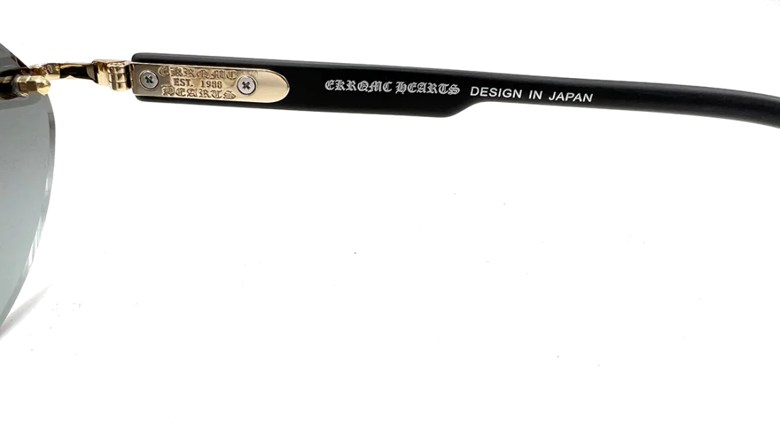 Lunettes de soleil Chrome Hearts Diamond CH8132 BK/SS - Monture noire et or vue 3