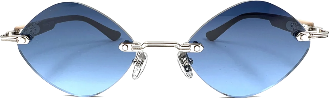 Lunettes de soleil Chrome Hearts Diamond CH8132 DG/SS - Monture beige et argent, verres bleus vue 2