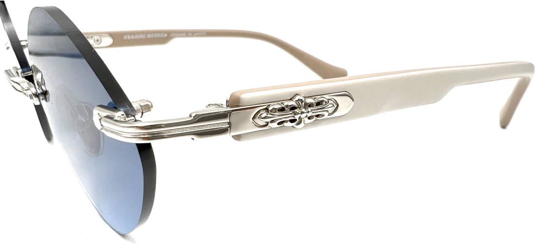 Lunettes de soleil Chrome Hearts Diamond CH8132 DG/SS - Monture beige et argent, verres bleus vue 3
