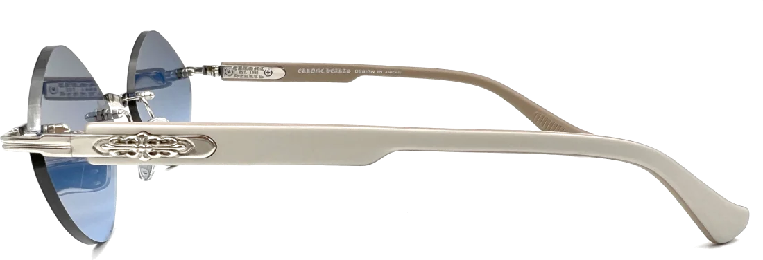 Lunettes de soleil Chrome Hearts Diamond CH8132 DG/SS - Monture beige et argent, verres bleus vue 4