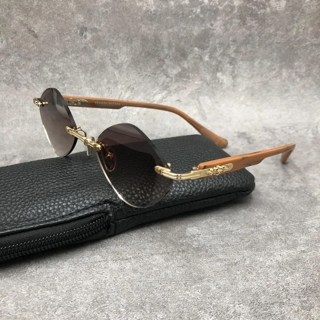 Lunettes de soleil Chrome Hearts Diamond CH8132 BH/SS - Monture plastique géométrique, verres marron vue 6