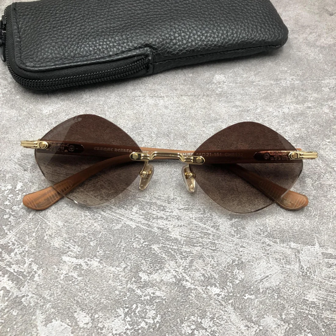 Lunettes de soleil Chrome Hearts Diamond CH8132 BH/SS - Monture plastique géométrique, verres marron vue 8