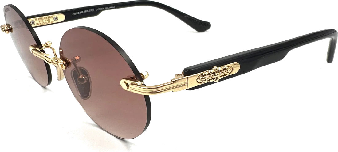 Lunettes de Soleil Chrome Hearts Deep III 108659 - Forme Ronde, Verres Marron, Unisexe