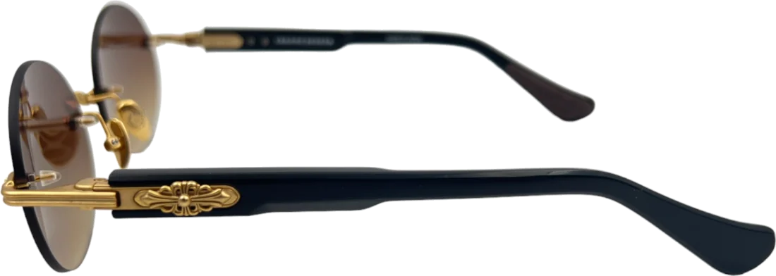 Lunettes de Soleil Chrome Hearts Deep 3 - Réf. 109843 - Monture Ronde Acétate Noir Unisexe vue 3