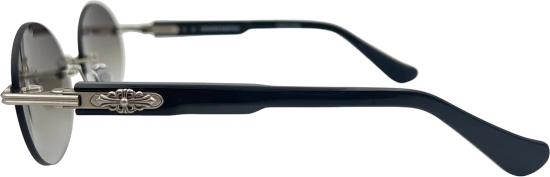 Lunettes de Soleil Chrome Hearts Deep 3 - Monture Ronde Noire Mat en Acétate - Réf. 109845 - Unisexe vue 3