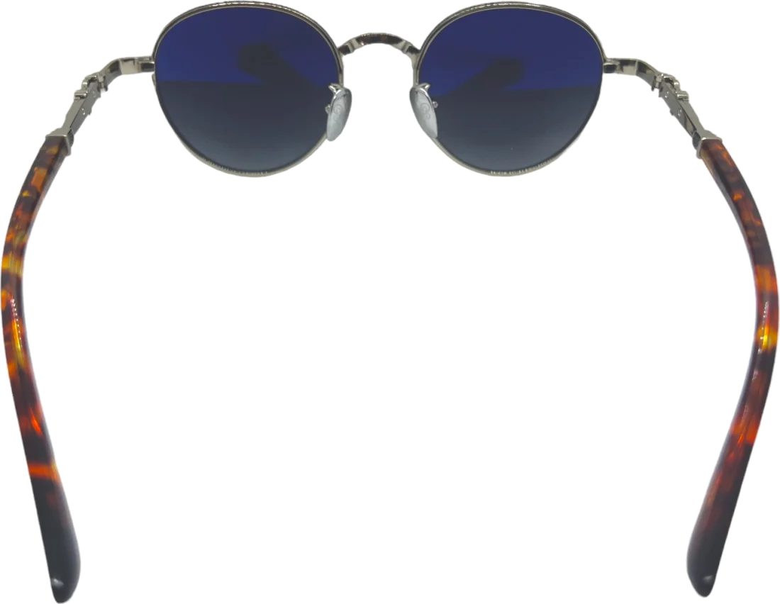 Lunettes de Soleil Chrome Hearts Unisexe Réf. 110032 - Monture Ronde Argentée, Branches Écaille de Tortue vue 4