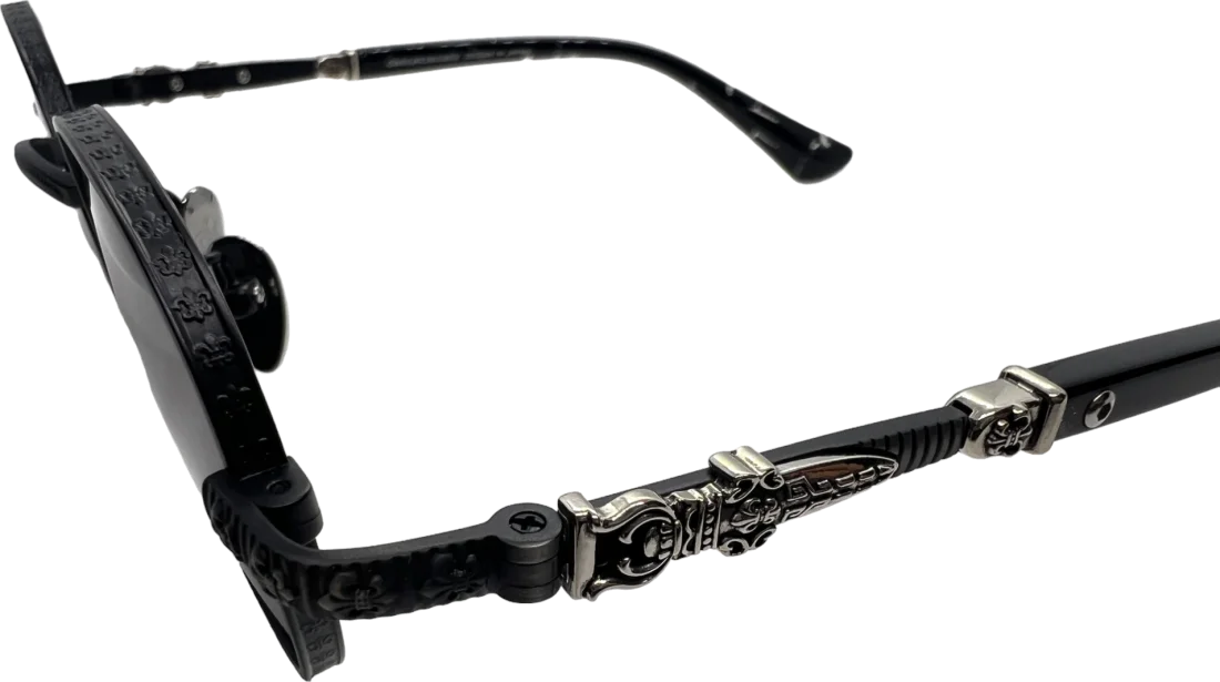 Lunettes de soleil Chrome Hearts unisexe, monture ronde métal noir mat, réf. 110034 vue 2