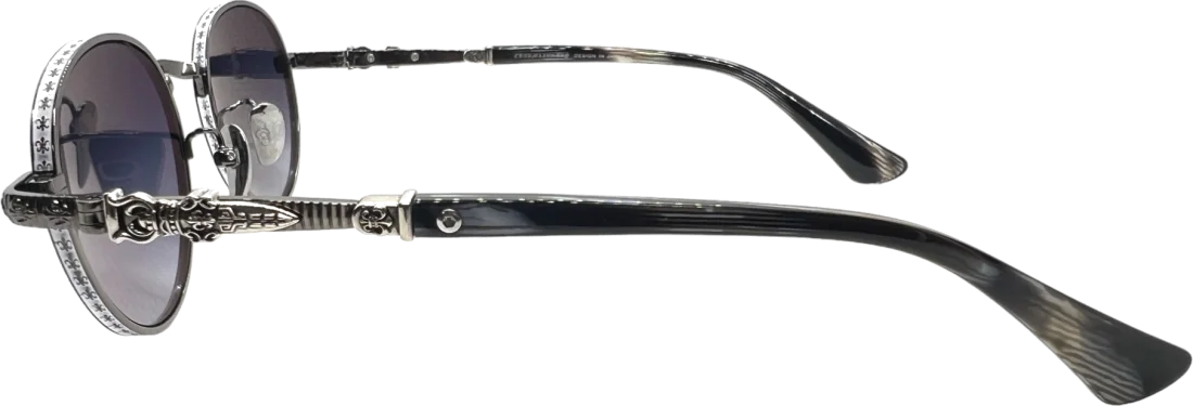 Lunettes de Soleil Chrome Hearts Réf. 110035 - Monture Ronde Métal Gris Unisexe vue 3