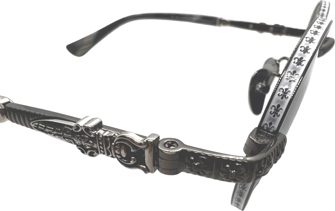 Lunettes de Soleil Chrome Hearts Réf. 110035 - Monture Ronde Métal Gris Unisexe vue 4