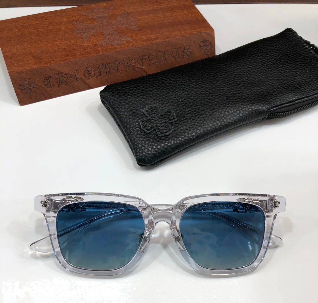 Lunettes de soleil Chrome Hearts CH8127-110041 transparentes rectangulaires unisexe, verres bleus vue 3