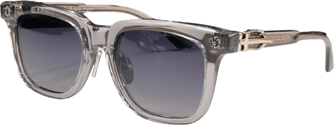 Lunettes de soleil Chrome Hearts CH8127-110042, monture acétate transparent gris rectangulaire unisexe