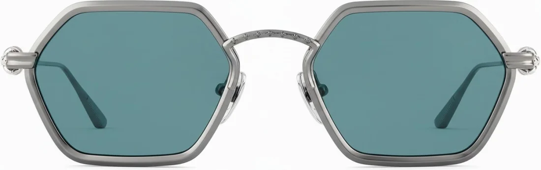 Lunettes de soleil Chrome Hearts Datass PWR-H61 - Monture hexagonale métal argenté - Unisexe vue 2