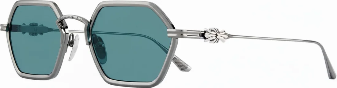 Lunettes de soleil Chrome Hearts Datass PWR-H61 - Monture hexagonale métal argenté - Unisexe