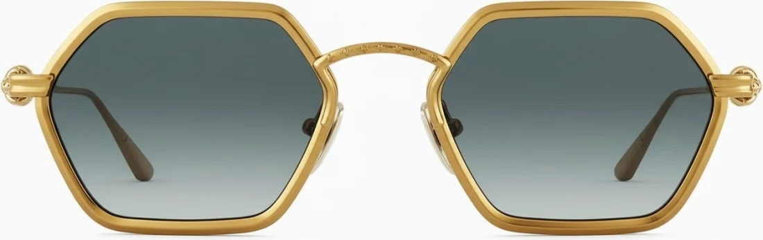 Lunettes de soleil Chrome Hearts Datass MGP-076 - Monture hexagonale en métal doré - Unisexe vue 2