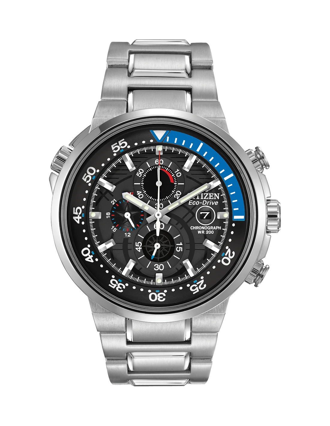 Montre Homme Citizen Eco-Drive CA0440-51E Boîtier et Bracelet Argent Cadran Noir